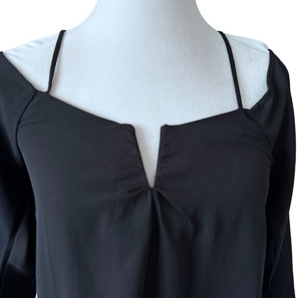 Lulus Womens XS Double Date Off Shoulder Top Black‎ Capsule Long Sleeve - Picture 3 of 12